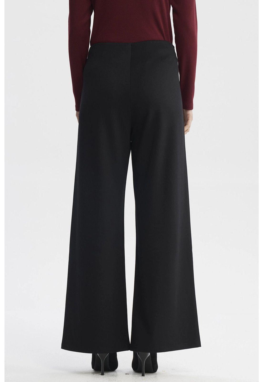 Pantalón Mujer Calce Recto Tapeta Botones Negro-2