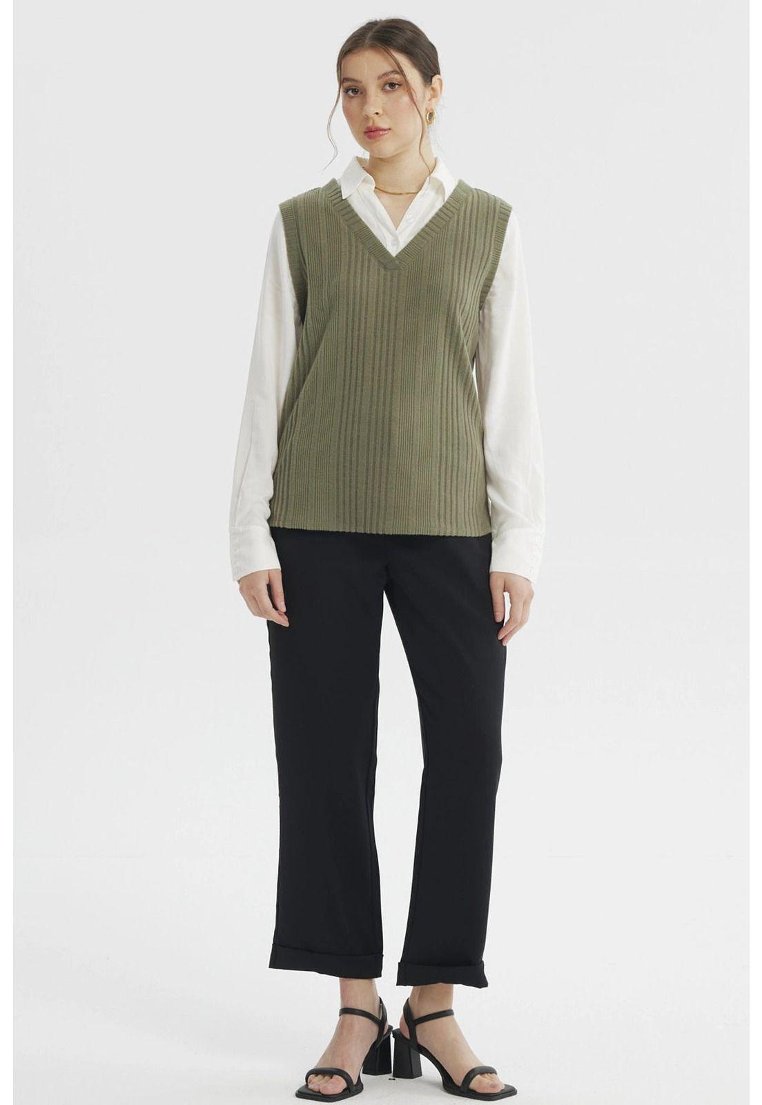 Sweater Mujer Vuelo Verde Olivo-3