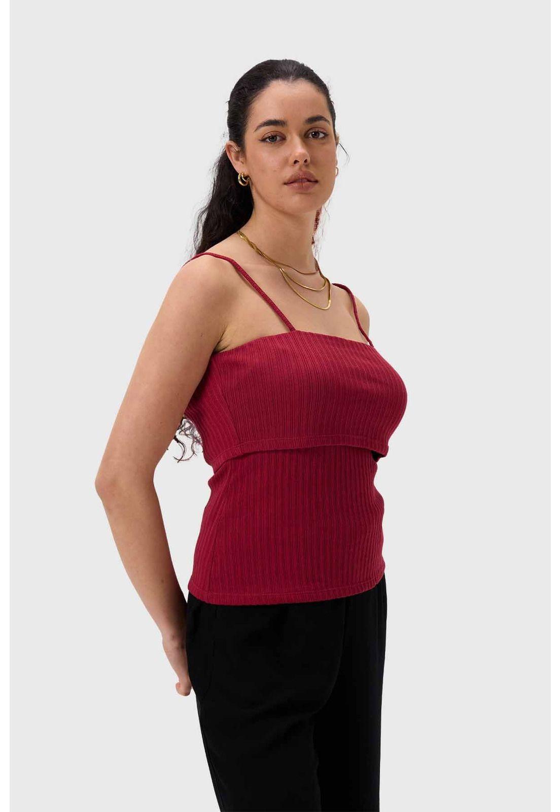 Polera Mujer Pabilo Rib Burdeo-1