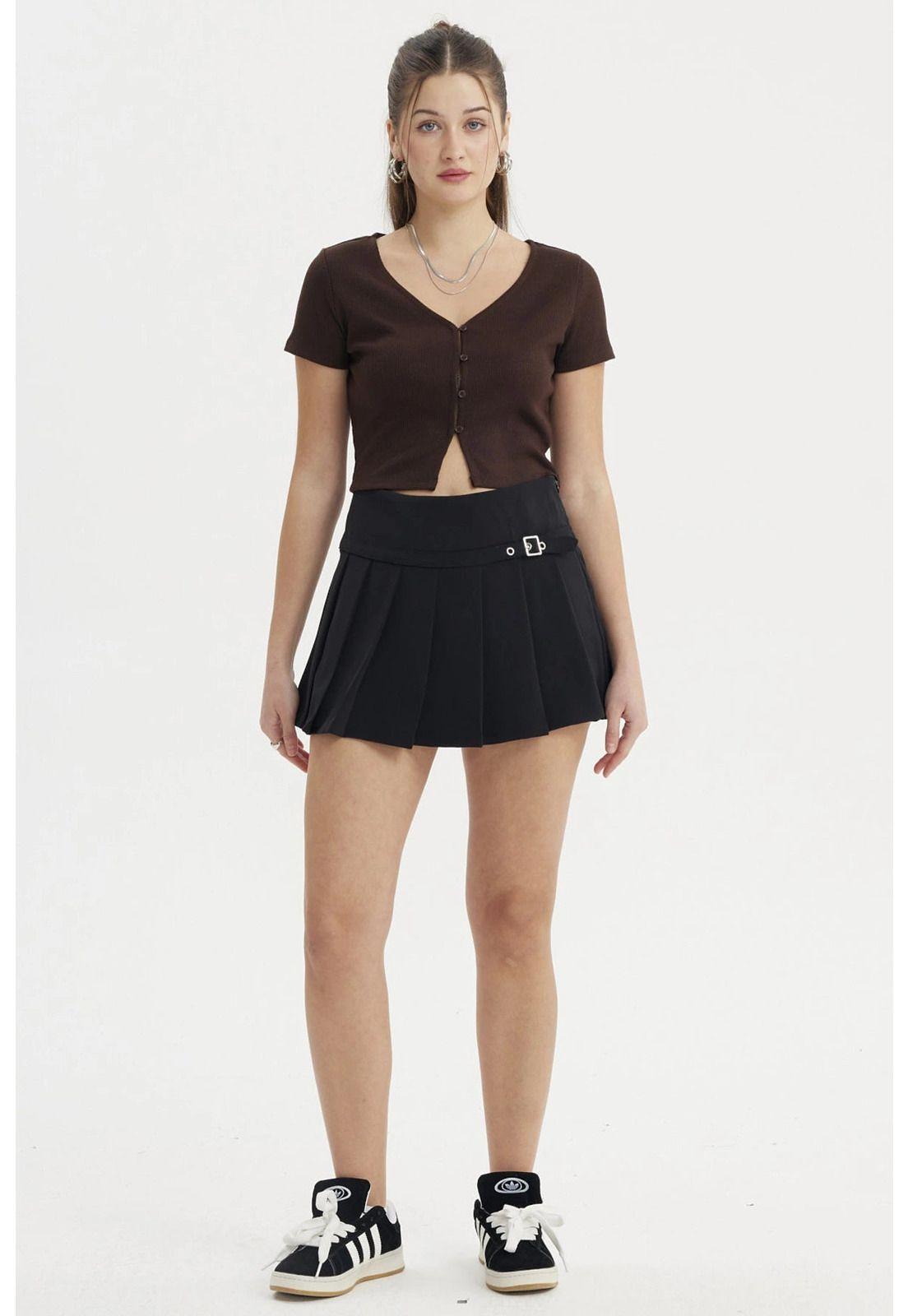 Polera Mujer Rib Abotonada Café Oscuro-3