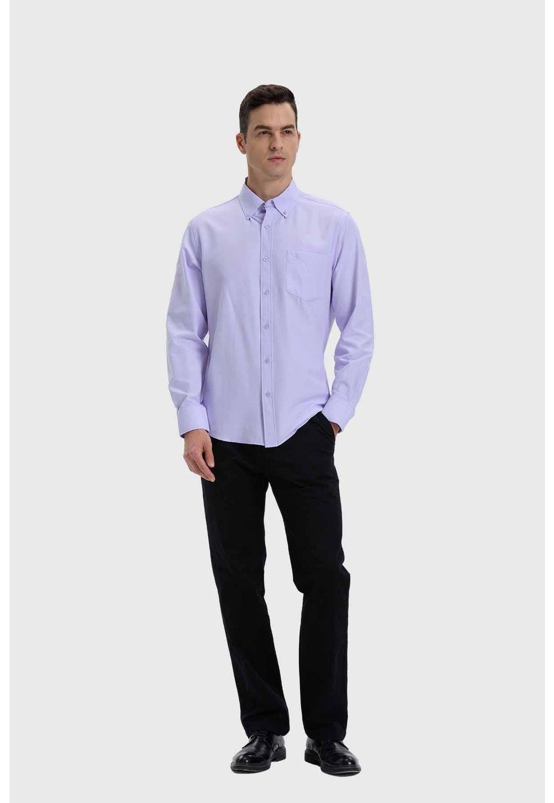 Camisa Hombre Oxford Lila-3