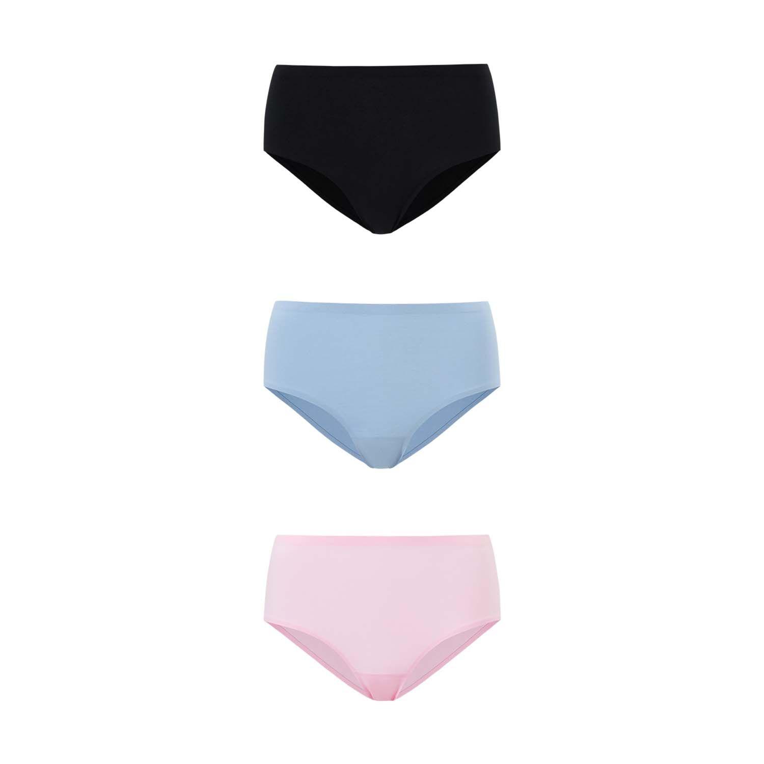 Calzón Mujer Tripack Algodón Liso Negro I-0