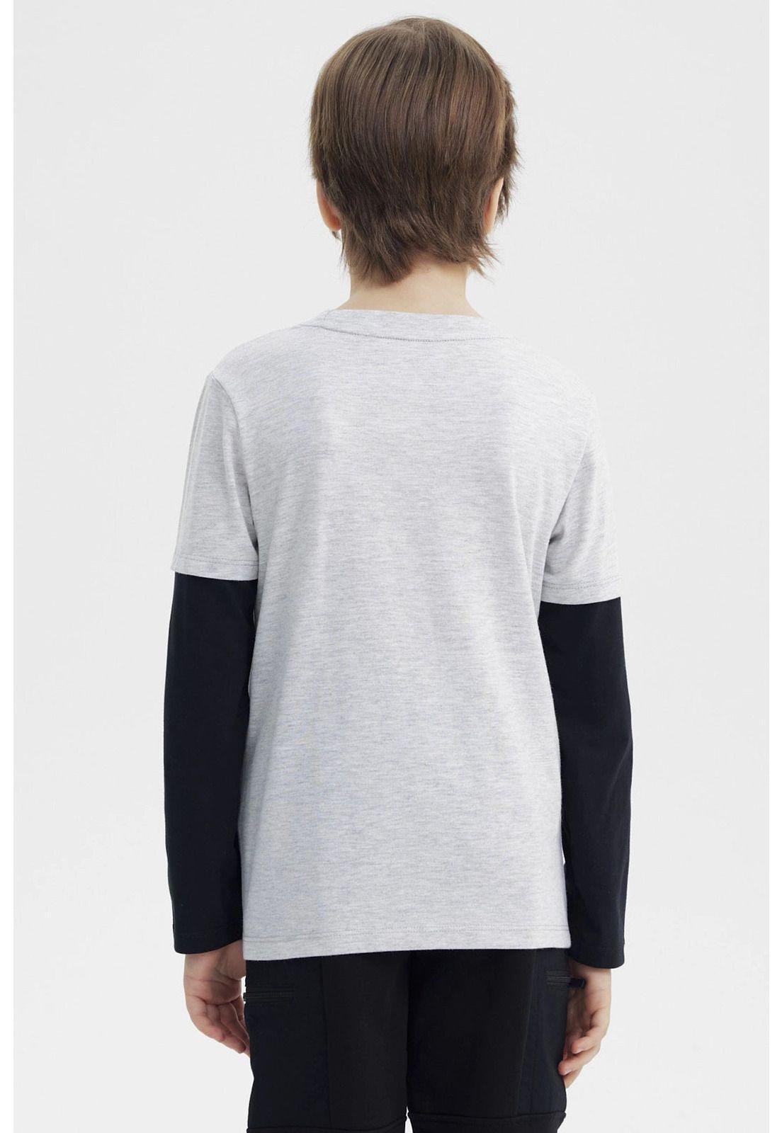 Polera Niño Básica Print Gris Melange Claro - lll-2