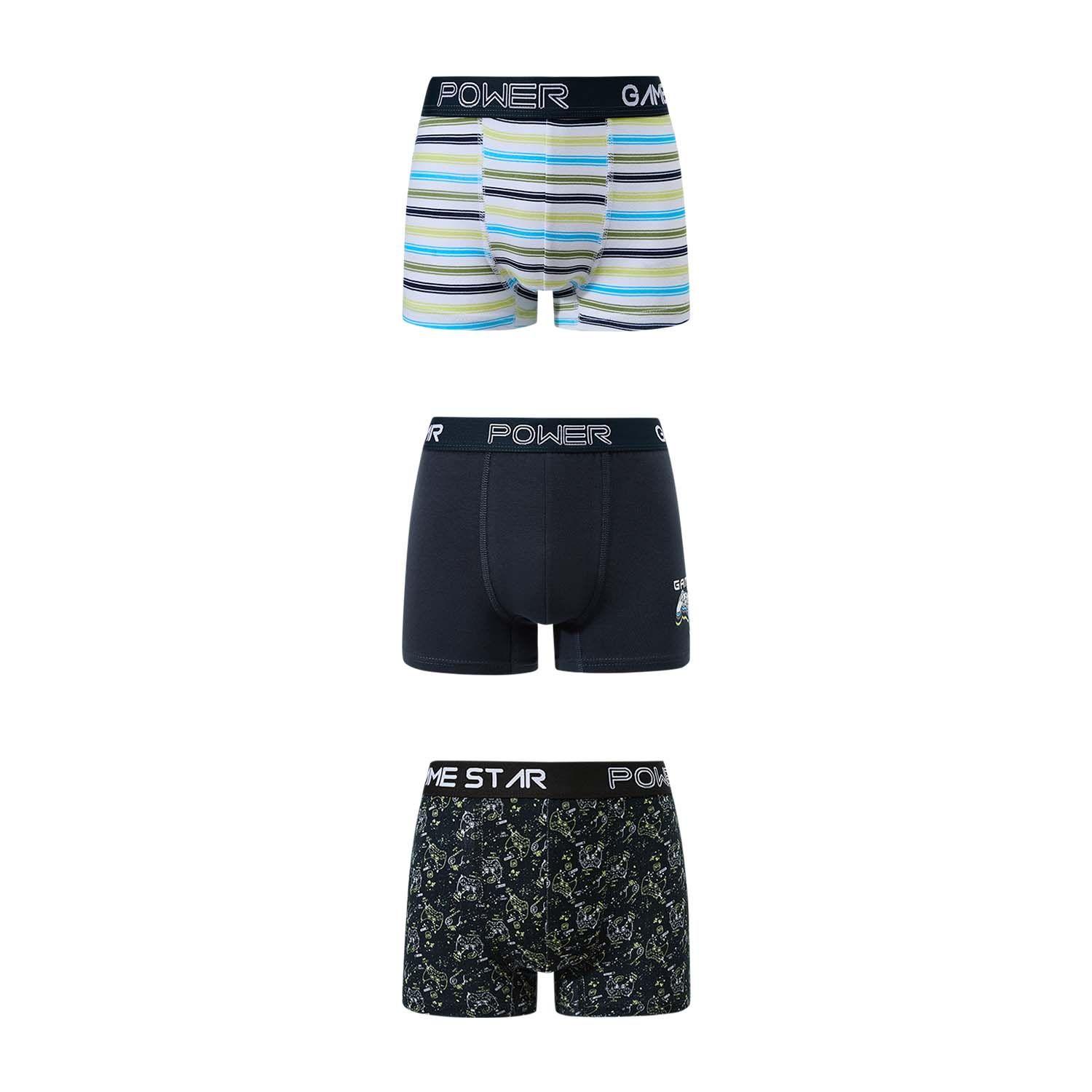 Boxer Niño Tripack Liso Azul Marino-0