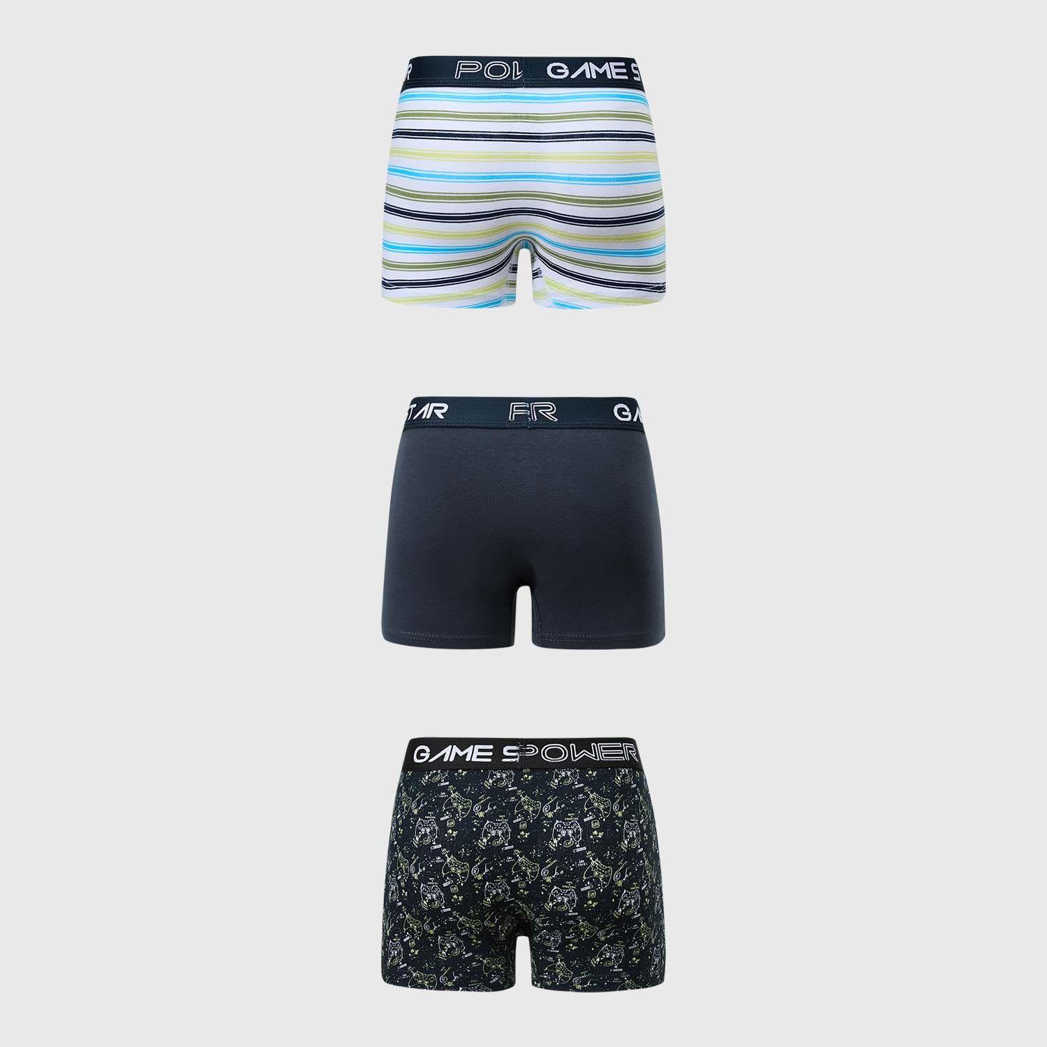 Boxer Niño Tripack Liso Azul Marino-1