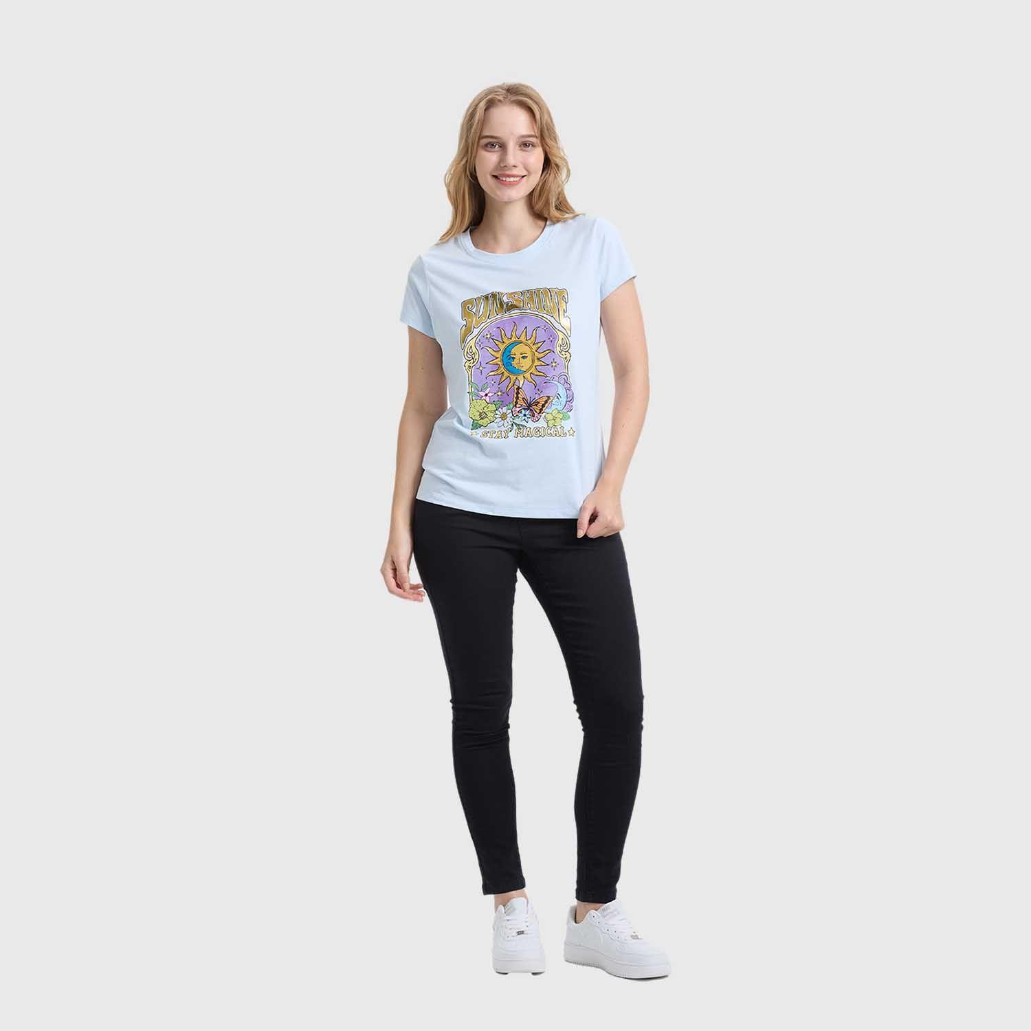 Polera Mujer Básica Print Celeste Claro Fashions Park-3