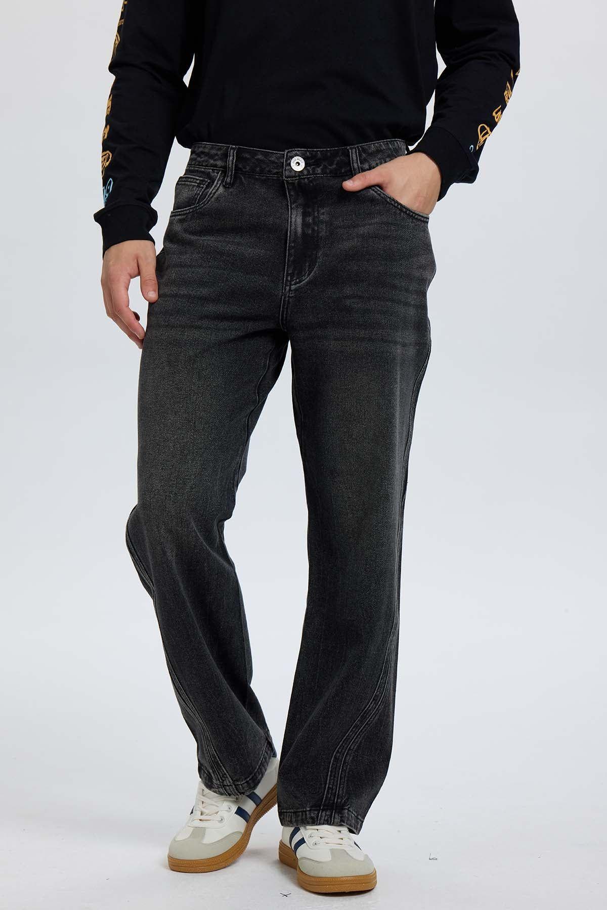 Jeans Hombre Recto Focalizado Negro-0