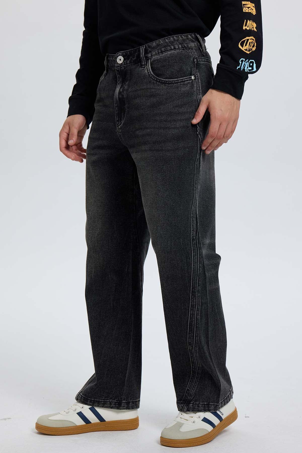 Jeans Hombre Recto Focalizado Negro-1