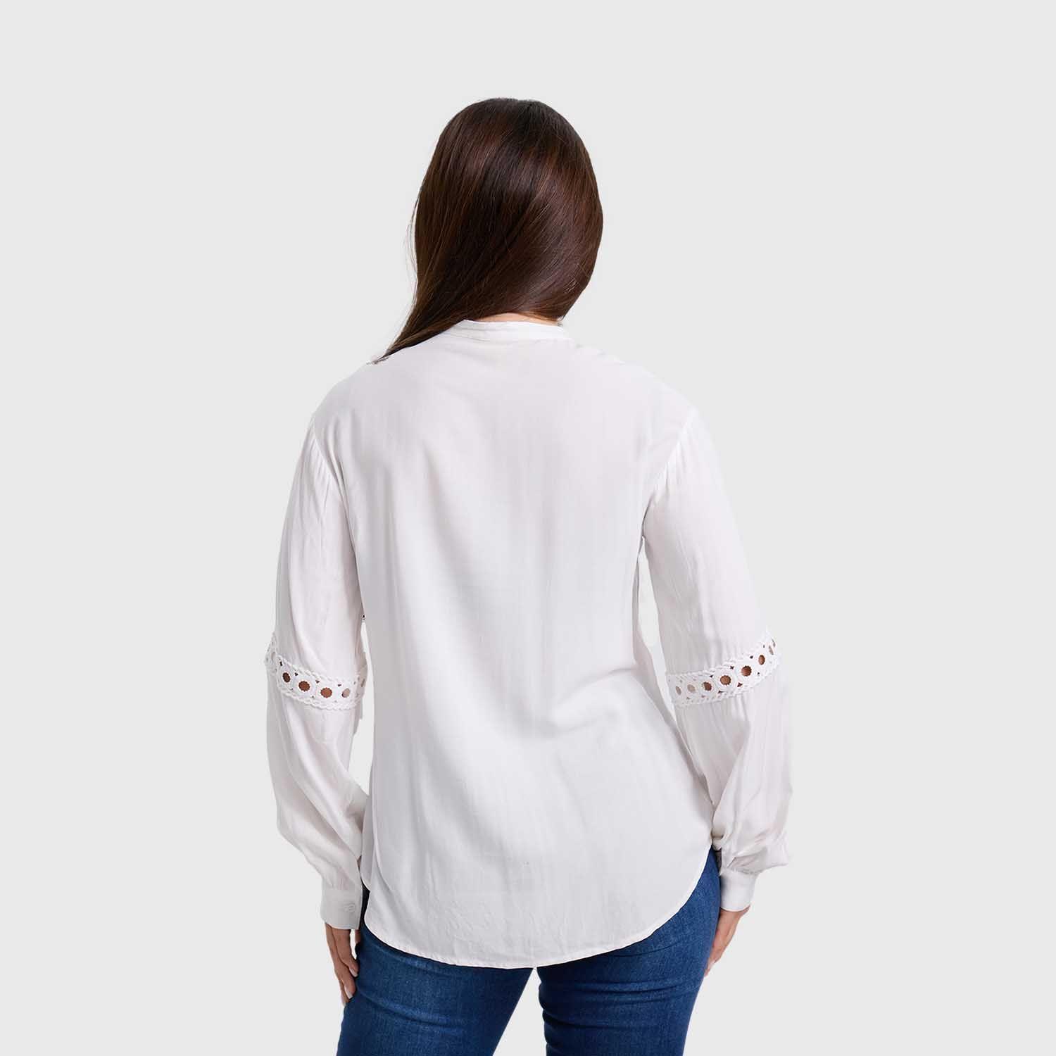Blusa Mujer Macramé Lisa Crudo-2