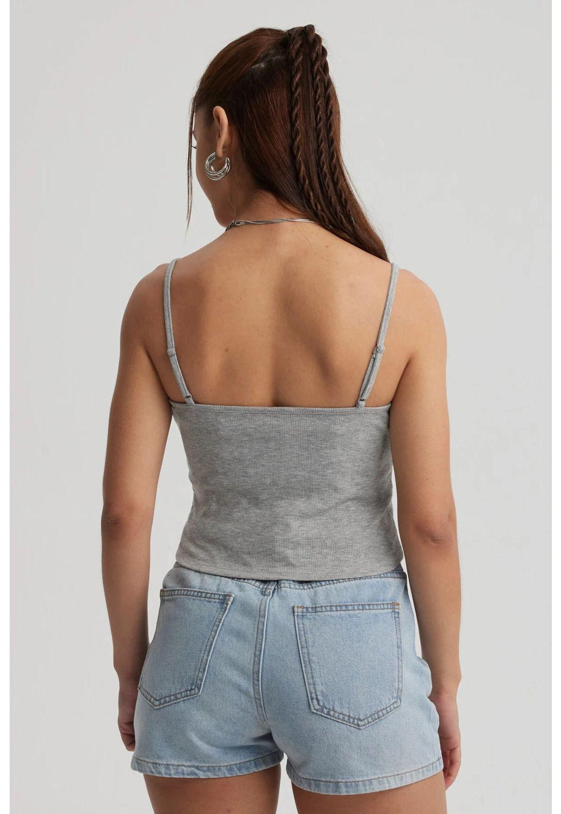 Peto Mujer Encaje Crop Gris Melange-2