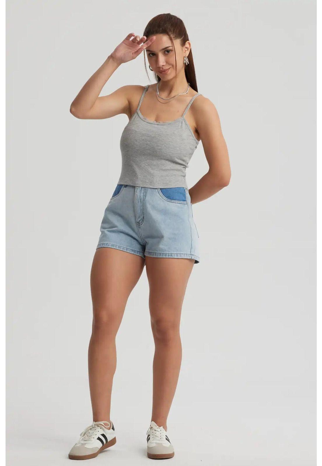 Peto Mujer Encaje Crop Gris Melange-3