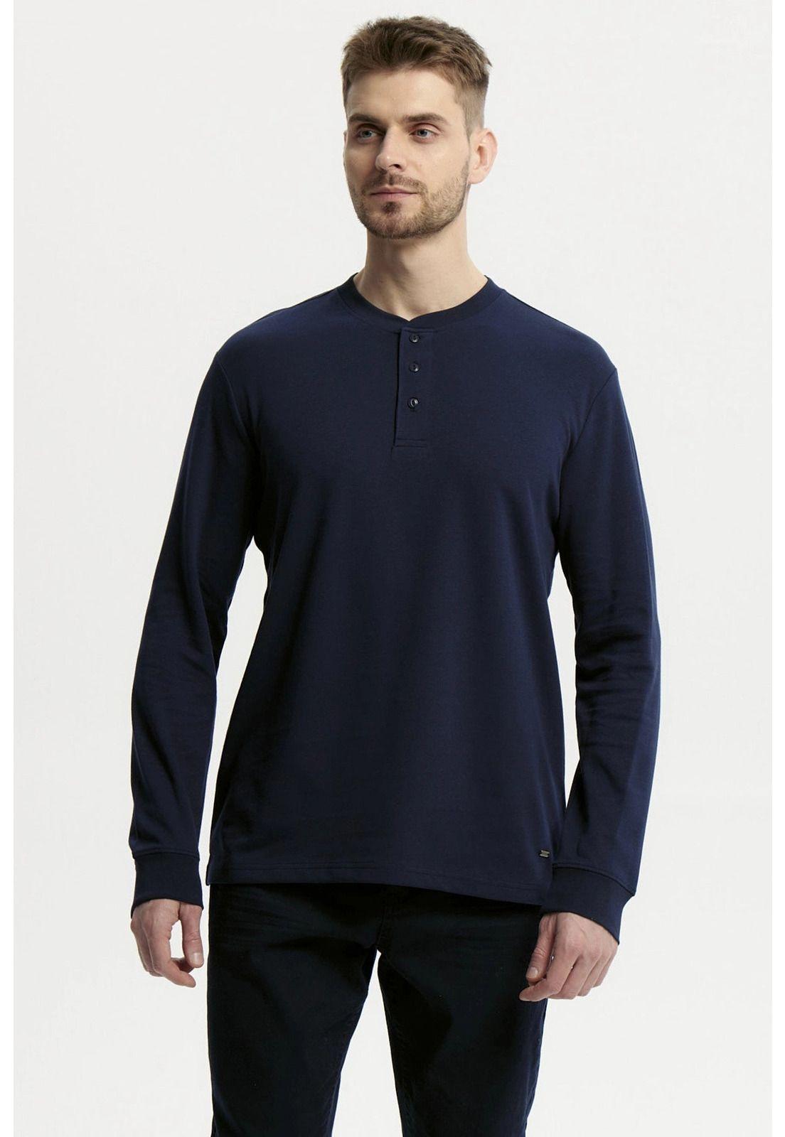 Polera Hombre Slim Azul Marino-0