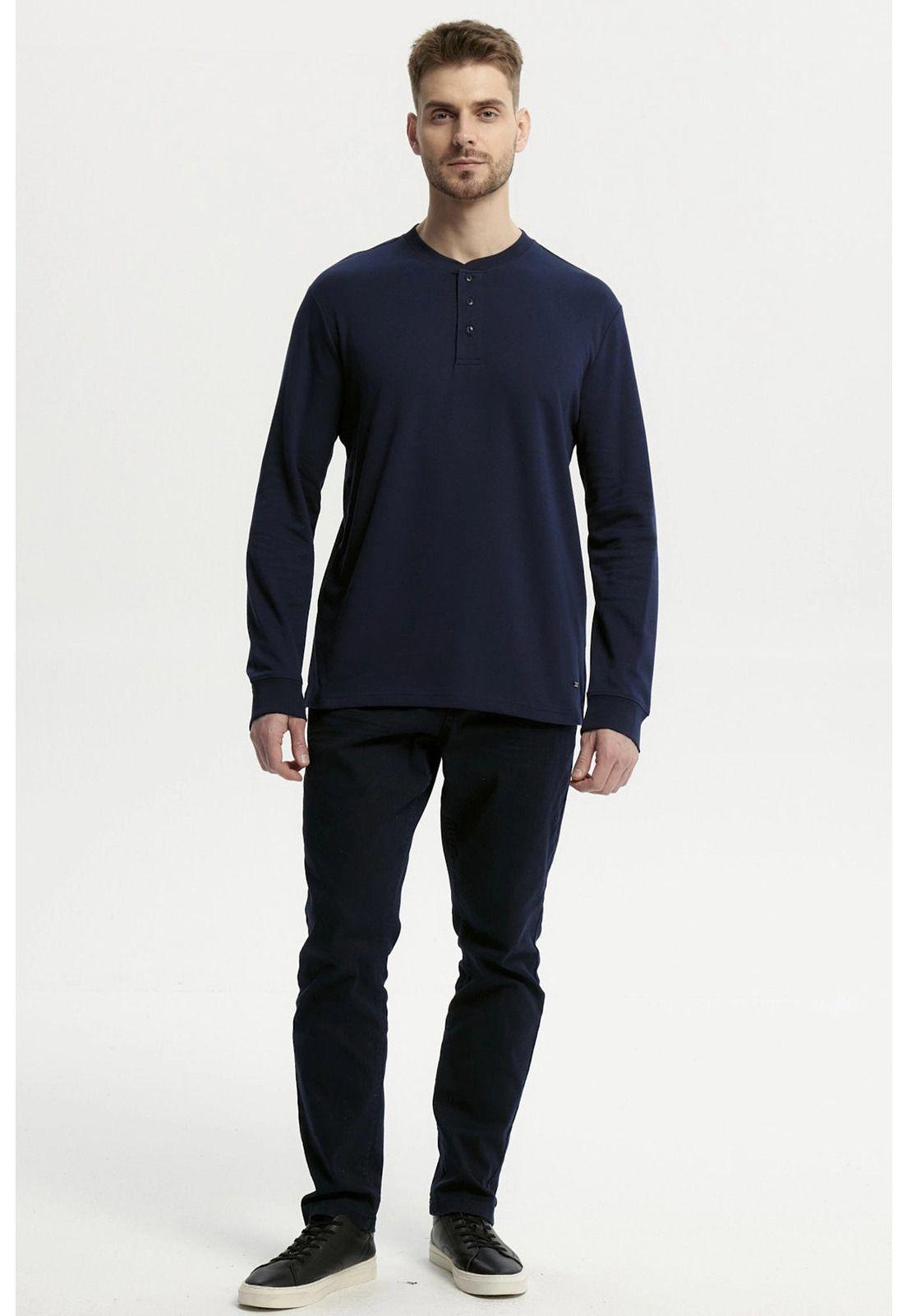 Polera Hombre Slim Azul Marino-3