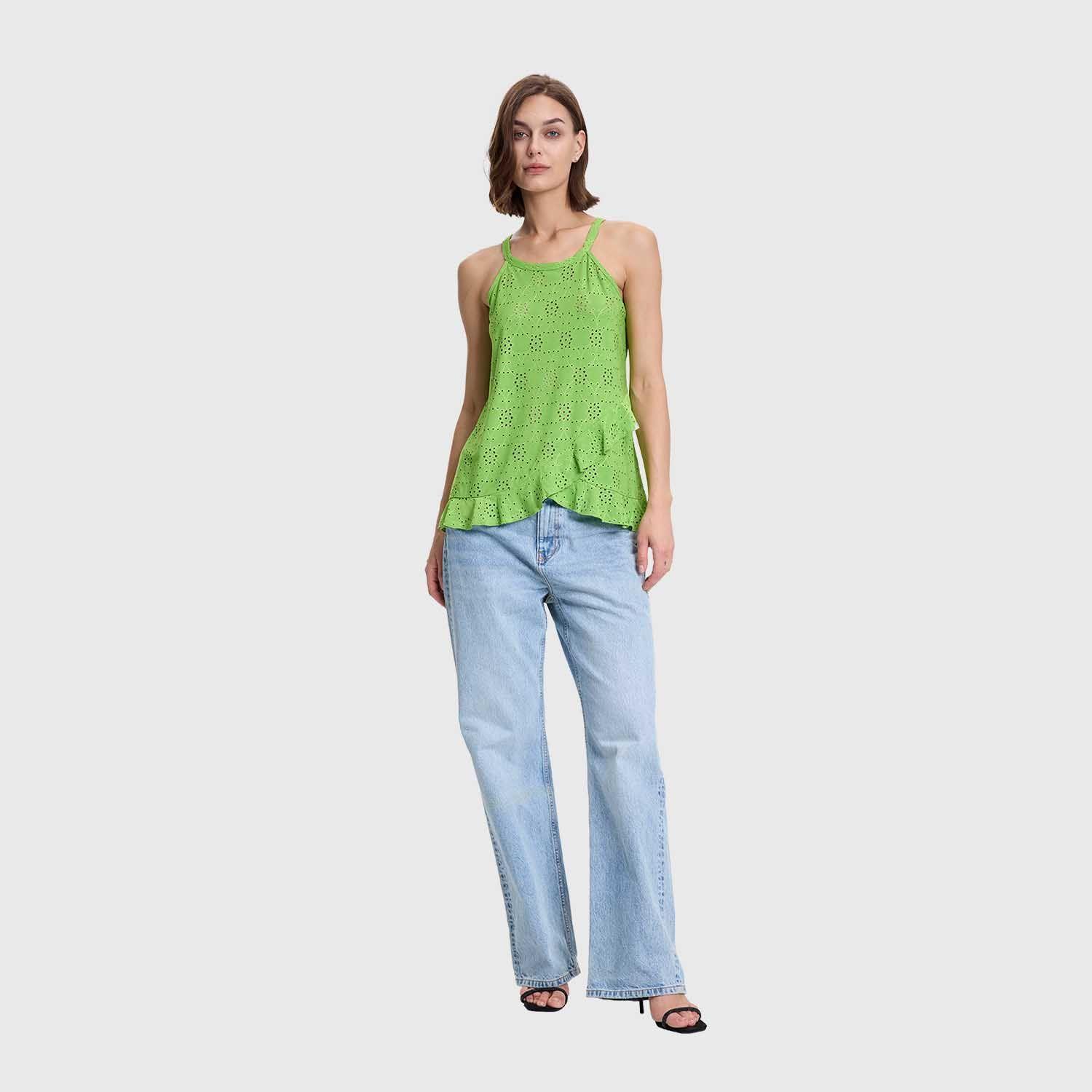 Polera Mujer Halter Broderie Verde Claro Fashions Park-3
