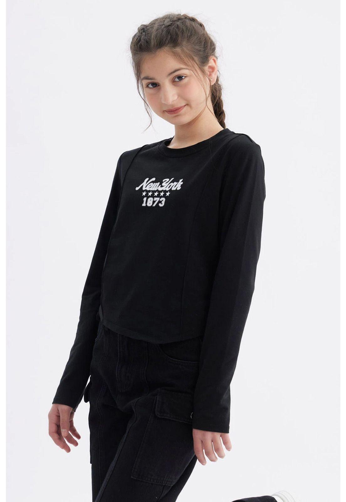 Polera Niña Slim Negro-1