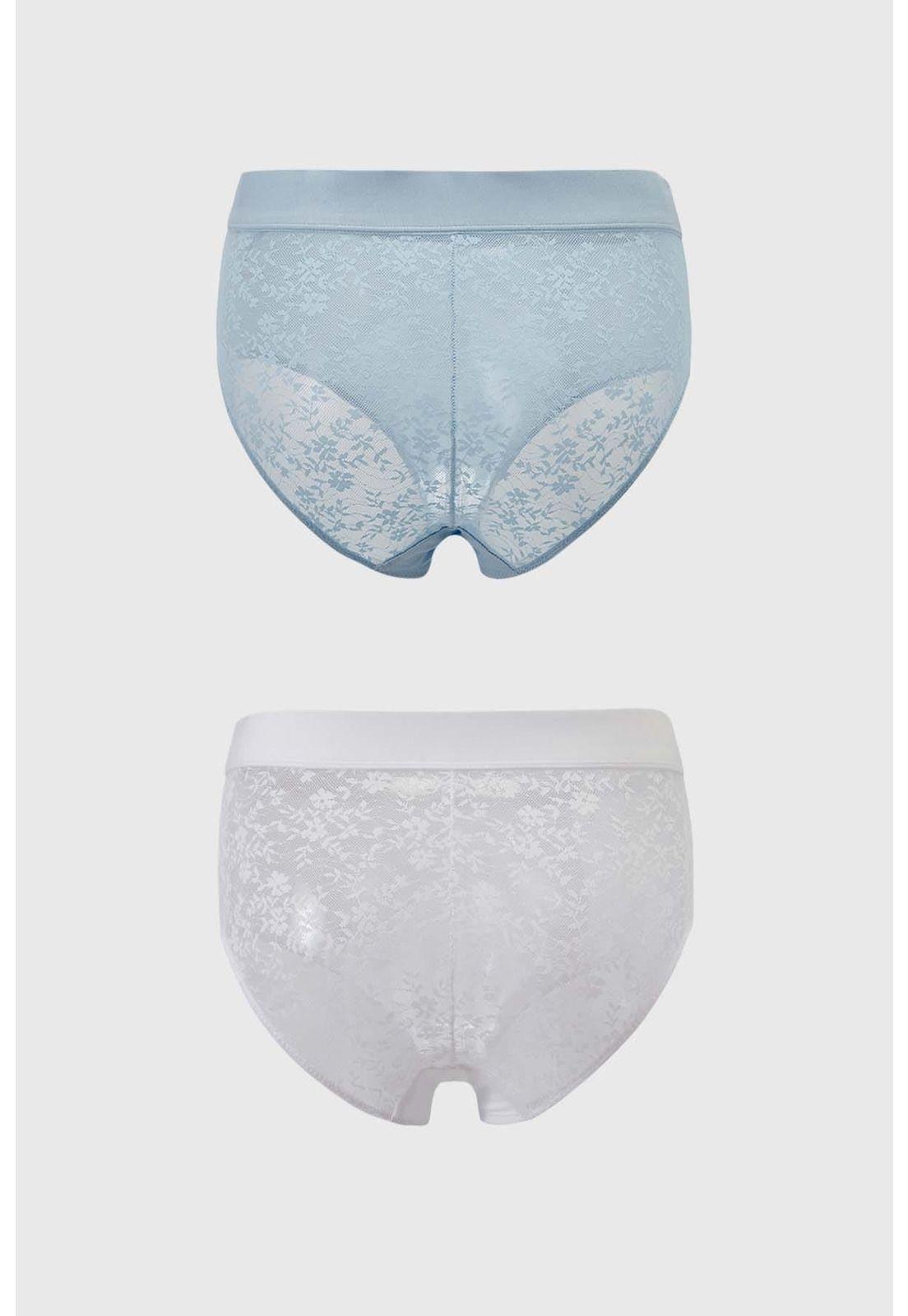 Calzón Mujer Bipack Tiro Alto Con Encaje Blanco-1