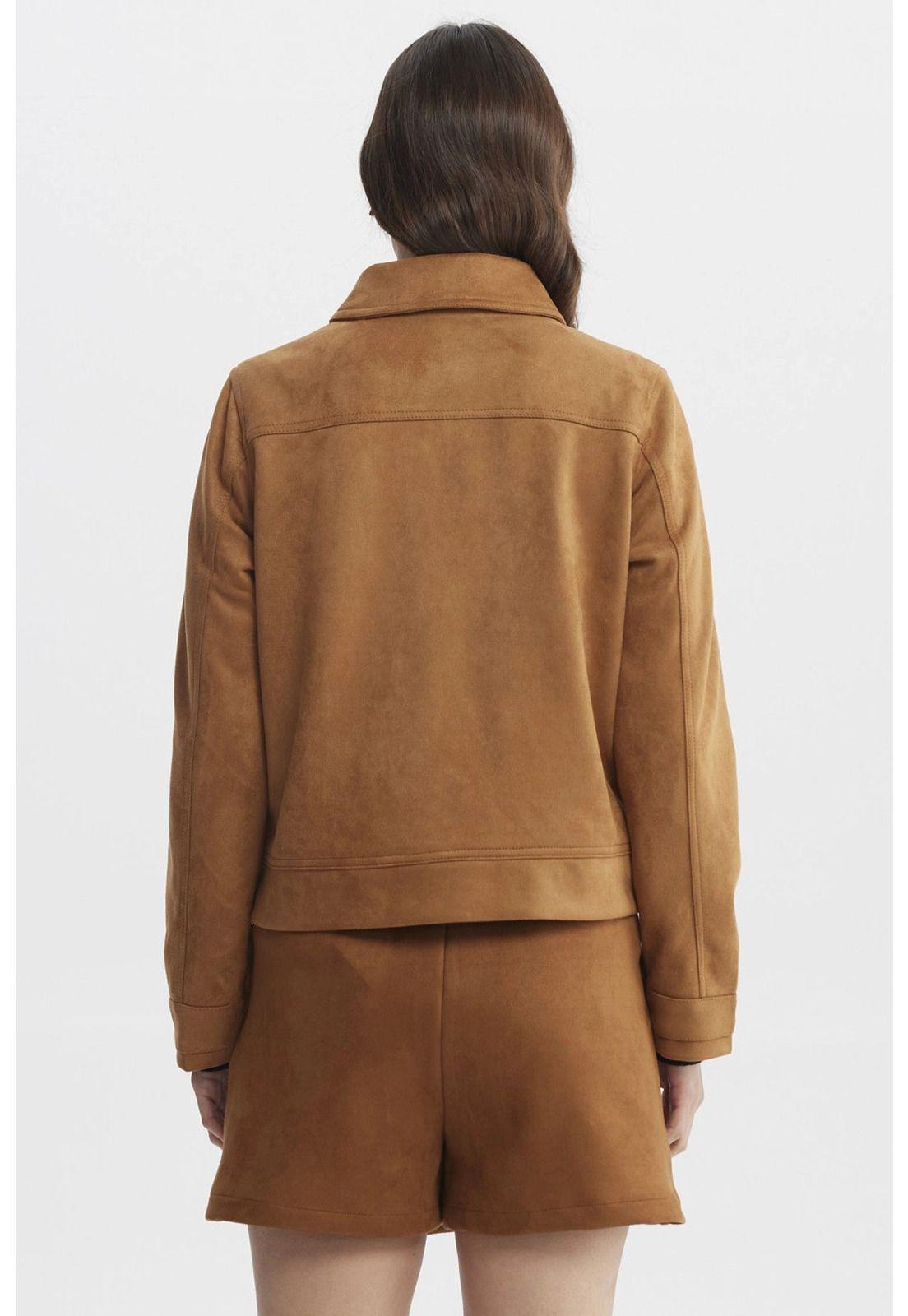 Chaqueta Mujer Cuello Camisero Camel-2
