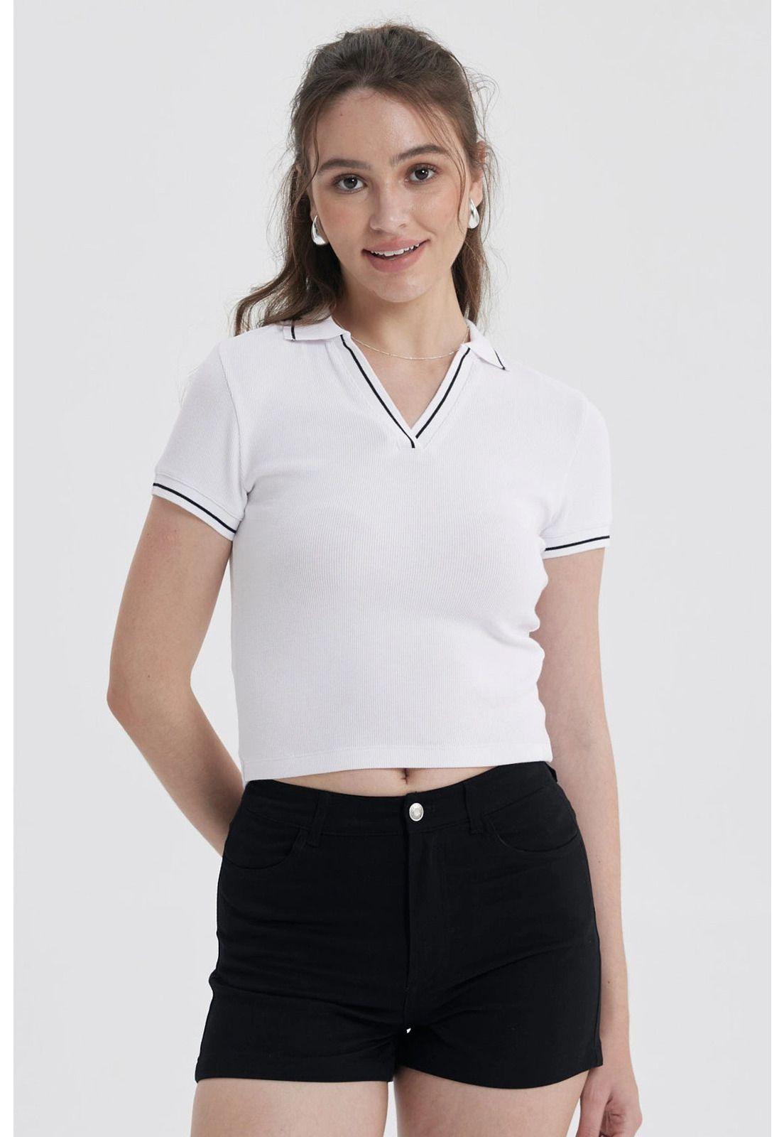 Polera Mujer Escote V Blanco-0