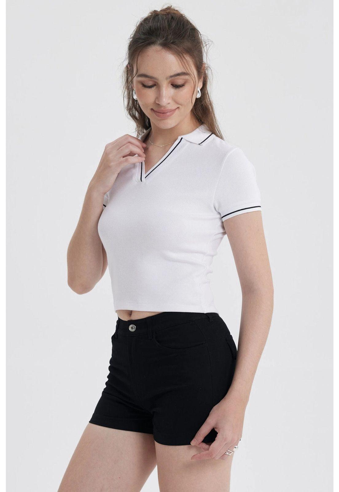 Polera Mujer Escote V Blanco-1