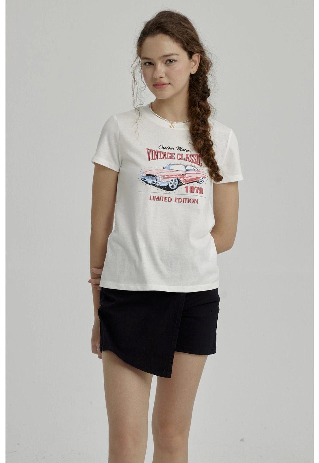 Polera Niña Básica Estampada Crudo - lll-0
