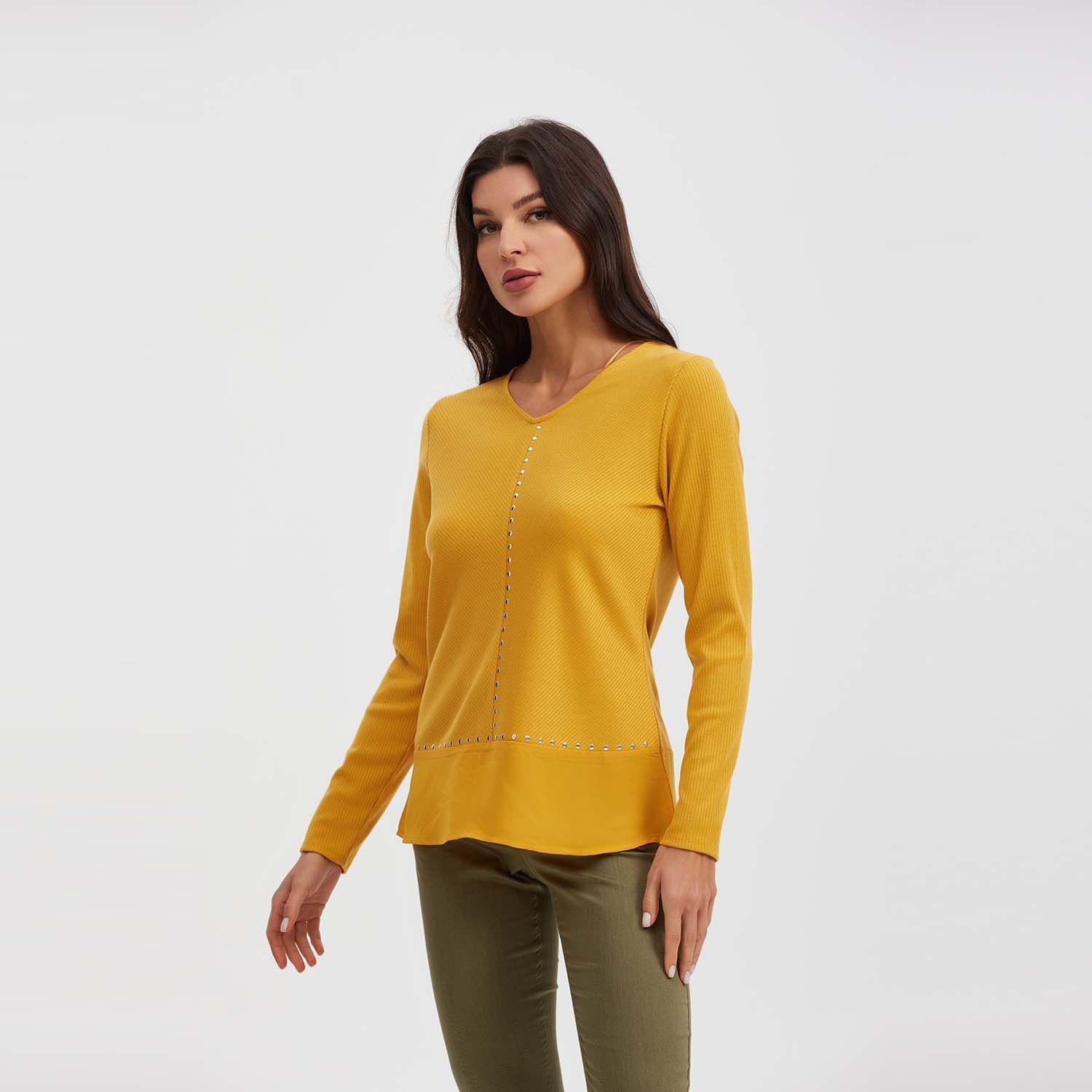 Polera Mujer Abertura En Costado Mostaza-1