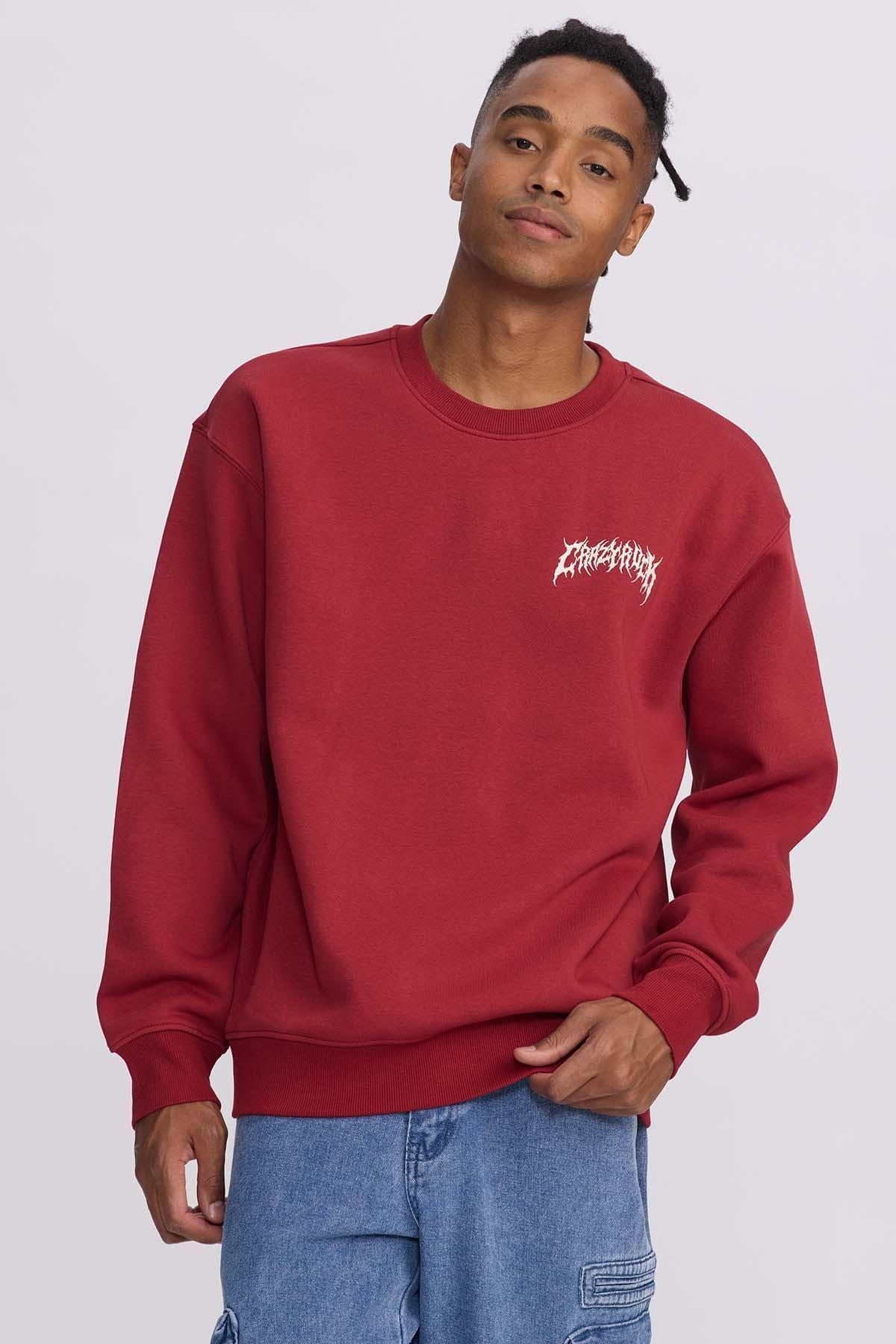 Polerón Hombre Print Rojo Oscuro-0