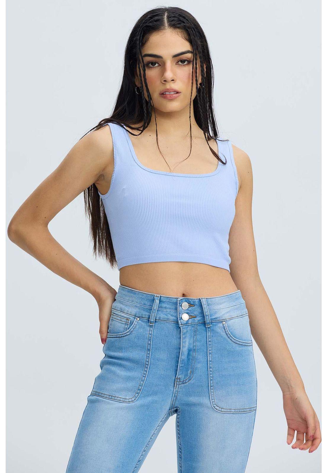 Peto Mujer Seamless Celeste-0