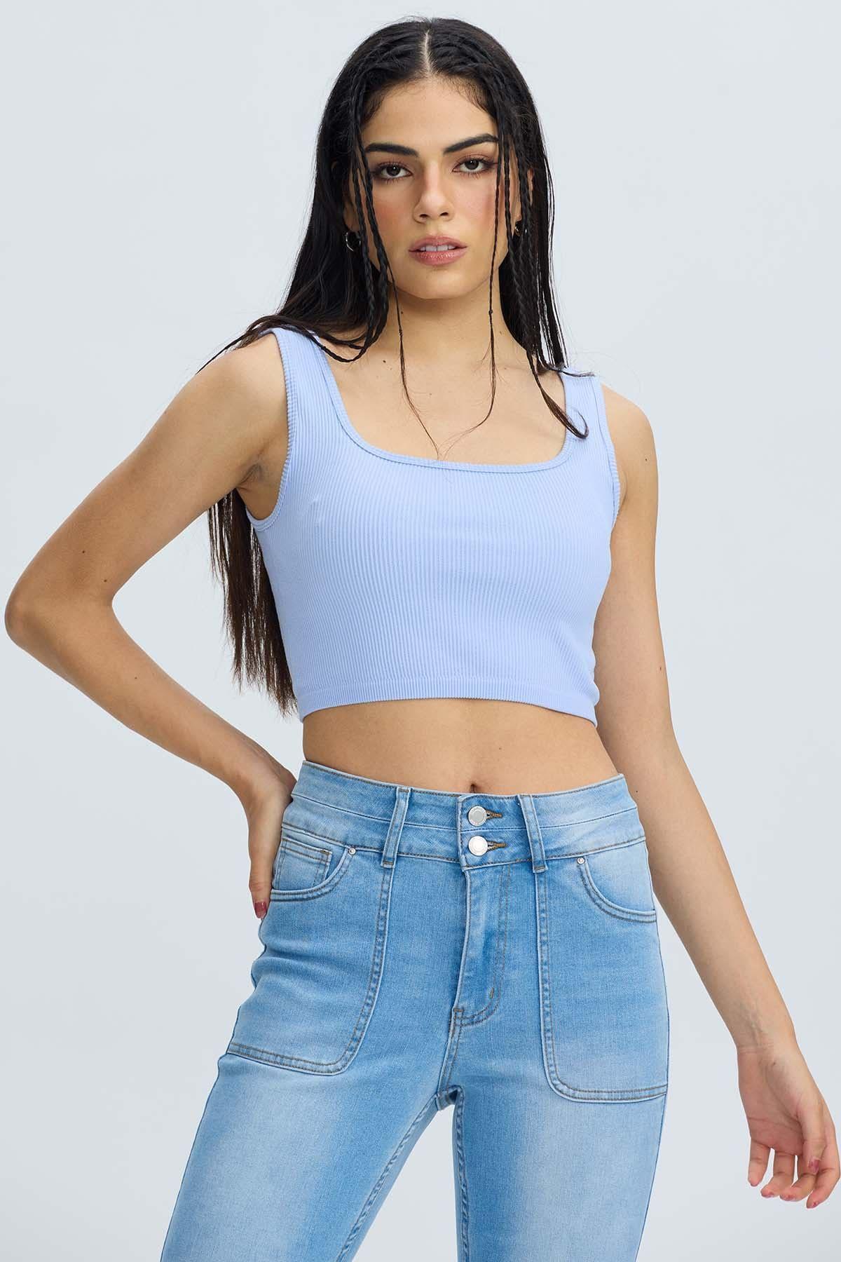 Peto Mujer Seamless Celeste-0