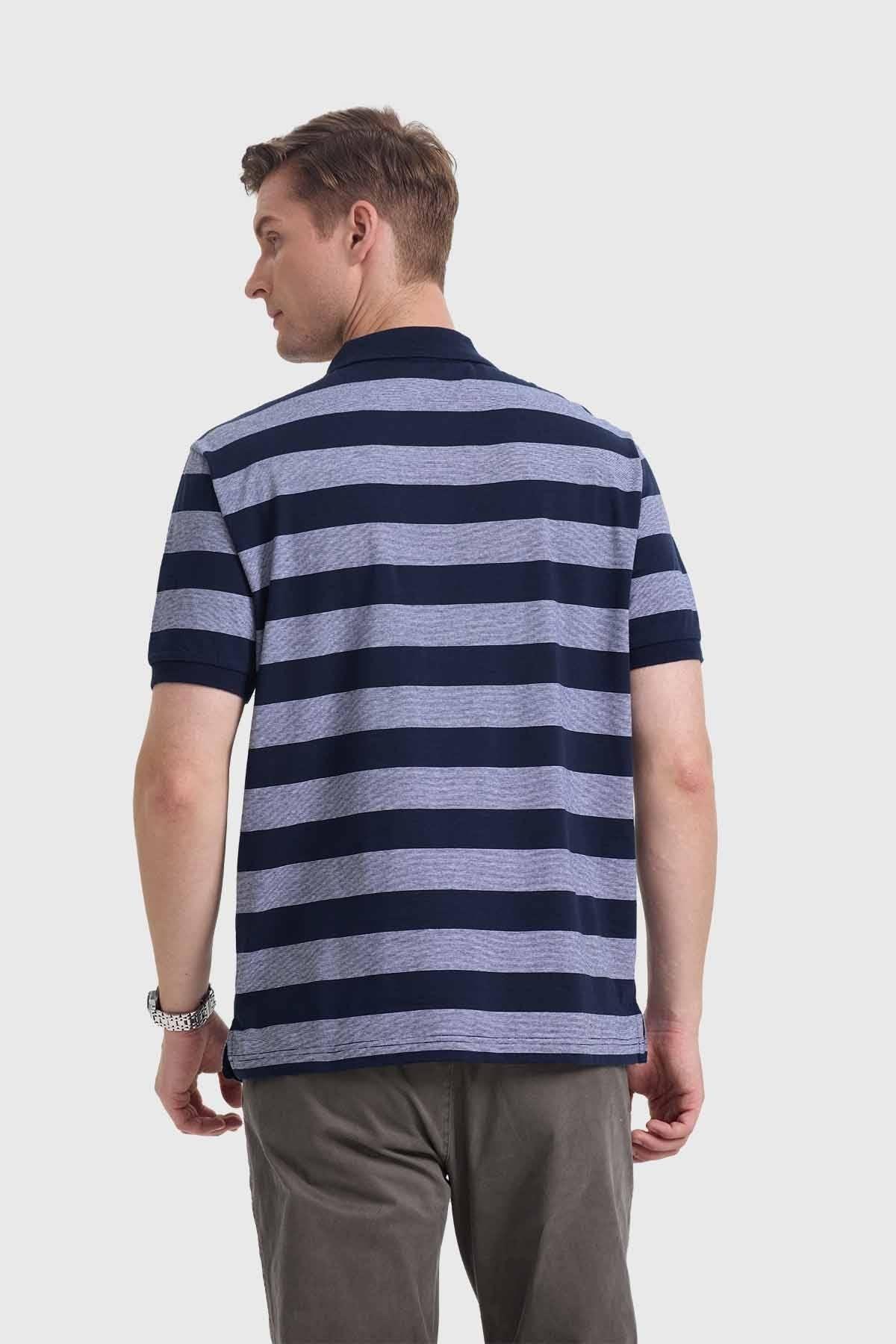 Polera Hombre Franjas Azul-2