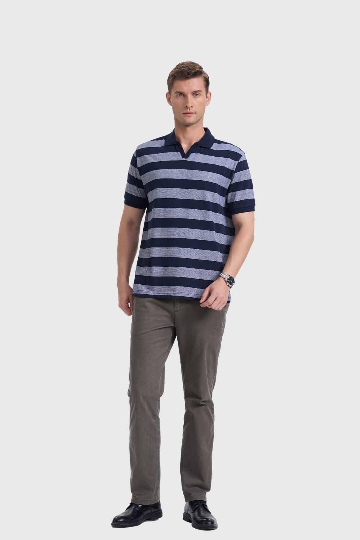 Polera Hombre Franjas Azul-3
