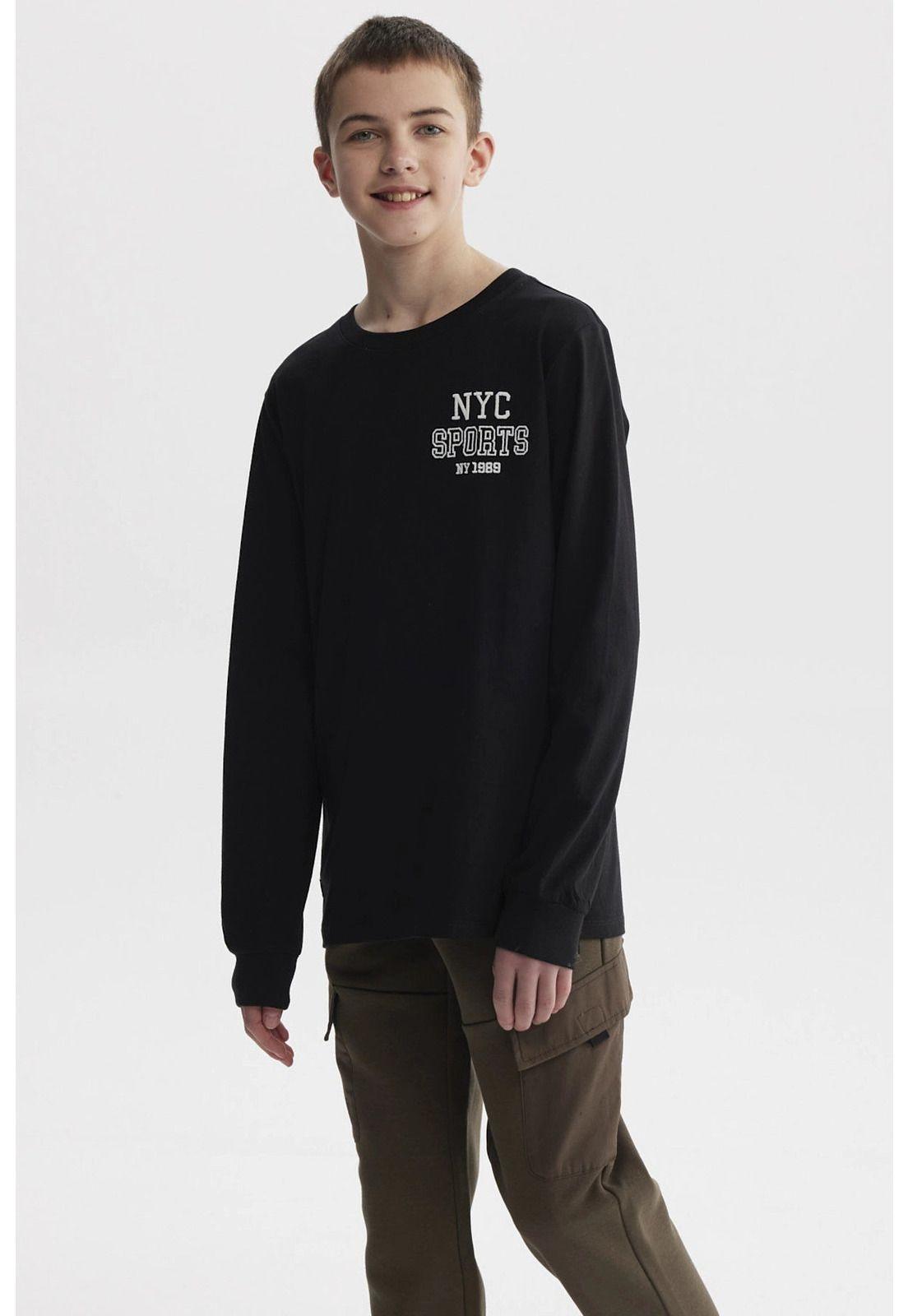 Polera Niño Puño Y Print Negro-2