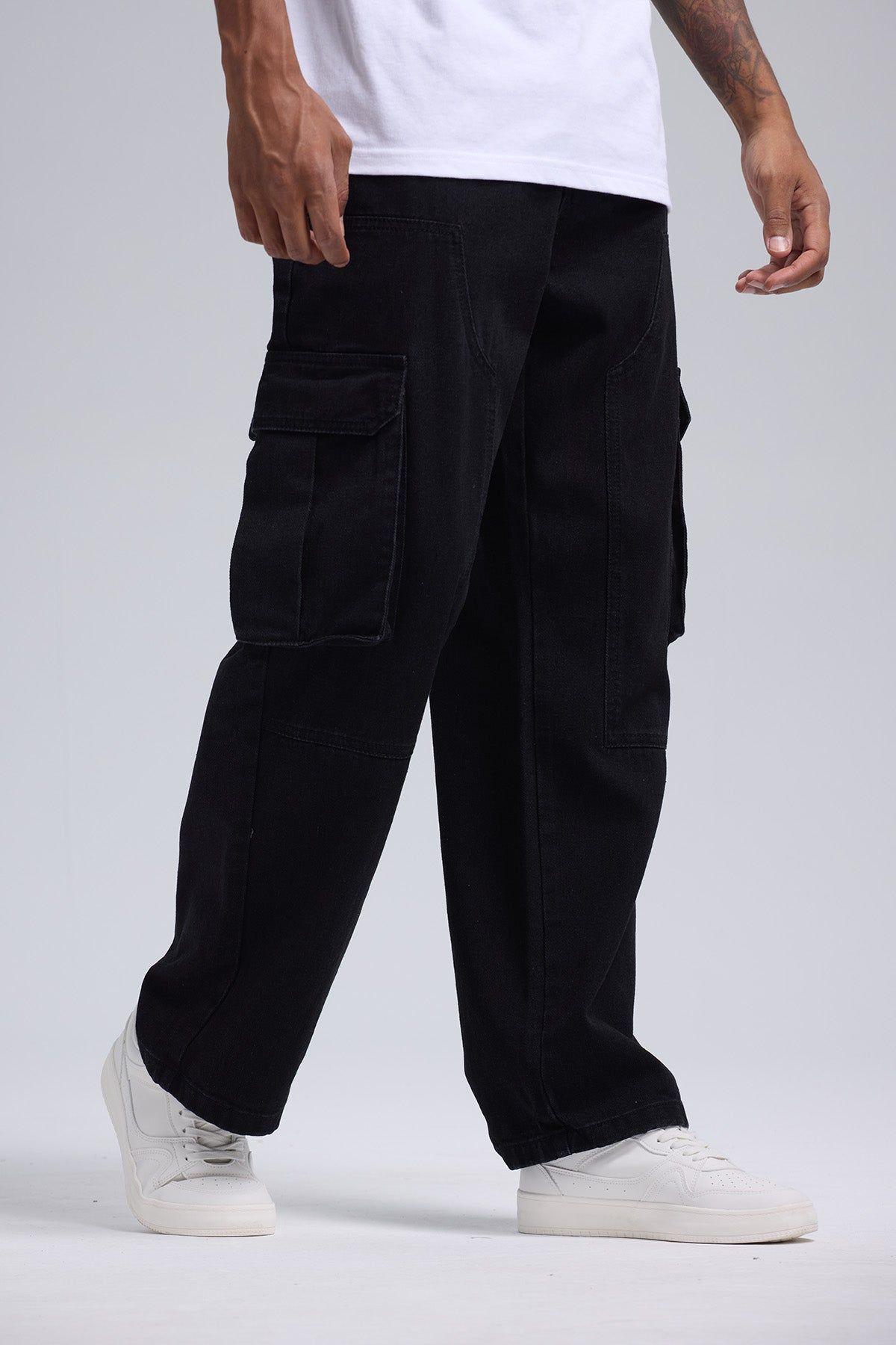 Jeans Hombre Cargo Baggy Negro-1