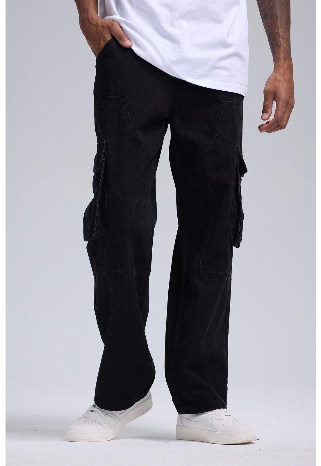 Jeans Hombre Cargo Baggy Negro-0