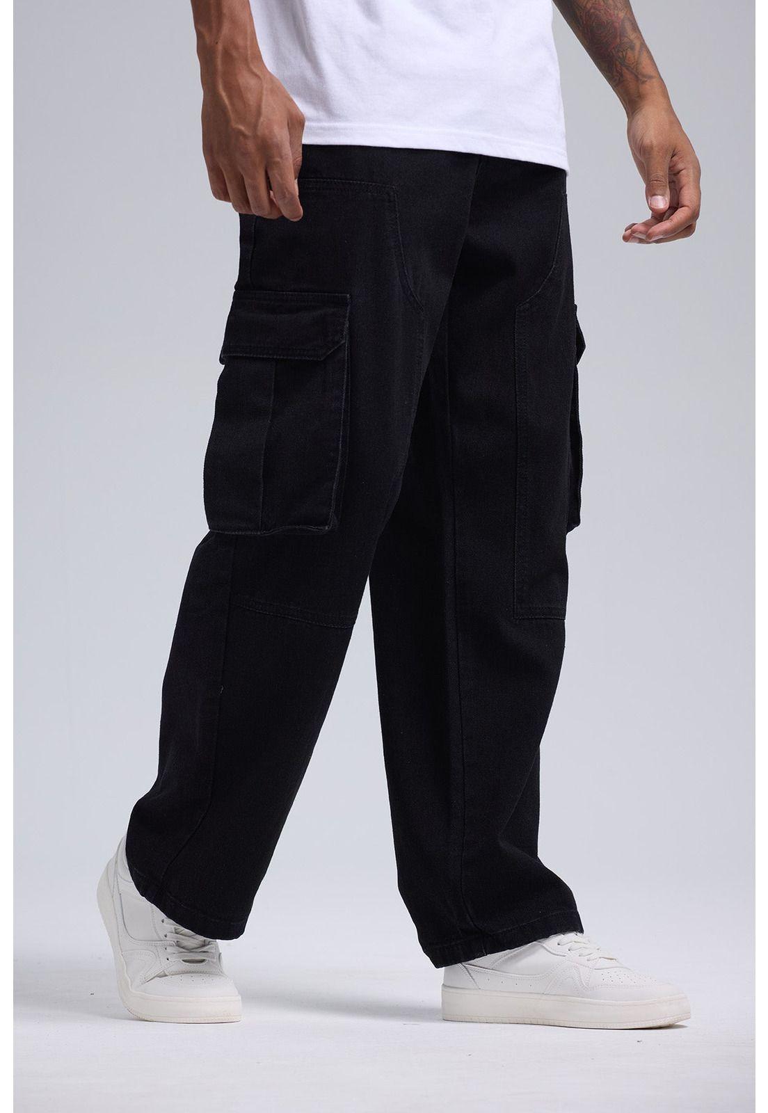 Jeans Hombre Cargo Baggy Negro-1