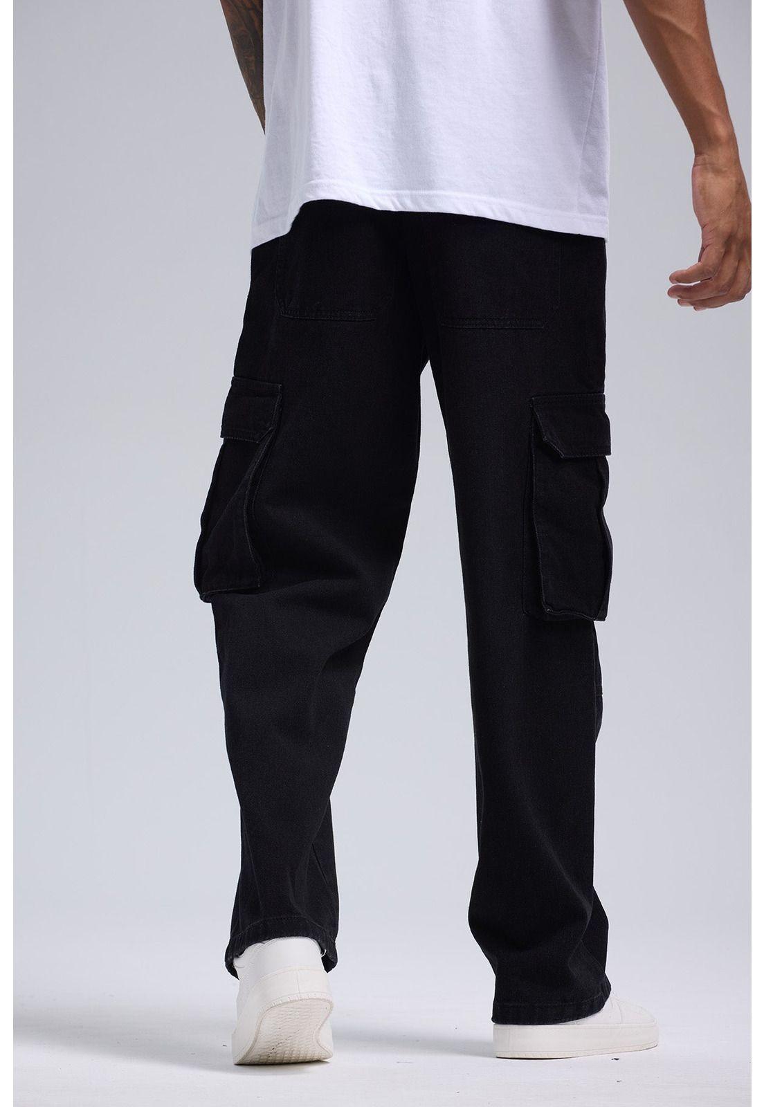 Jeans Hombre Cargo Baggy Negro-2