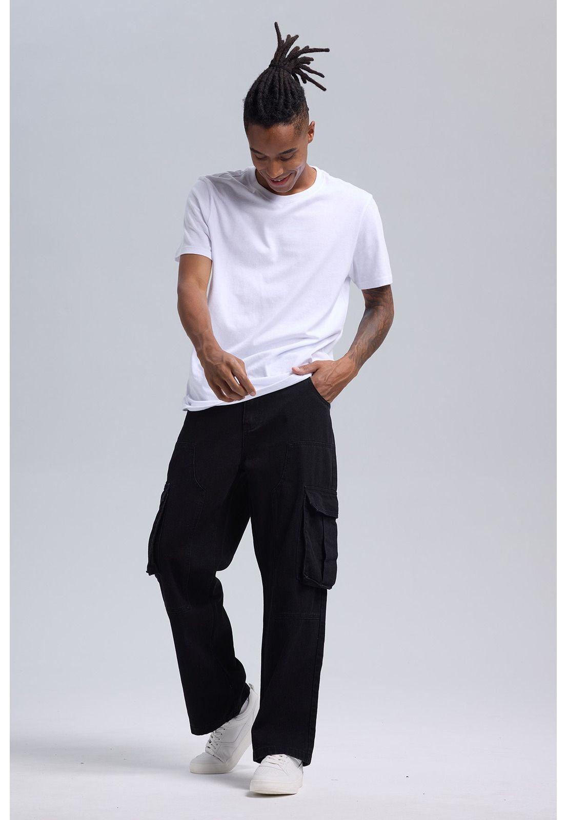 Jeans Hombre Cargo Baggy Negro-3