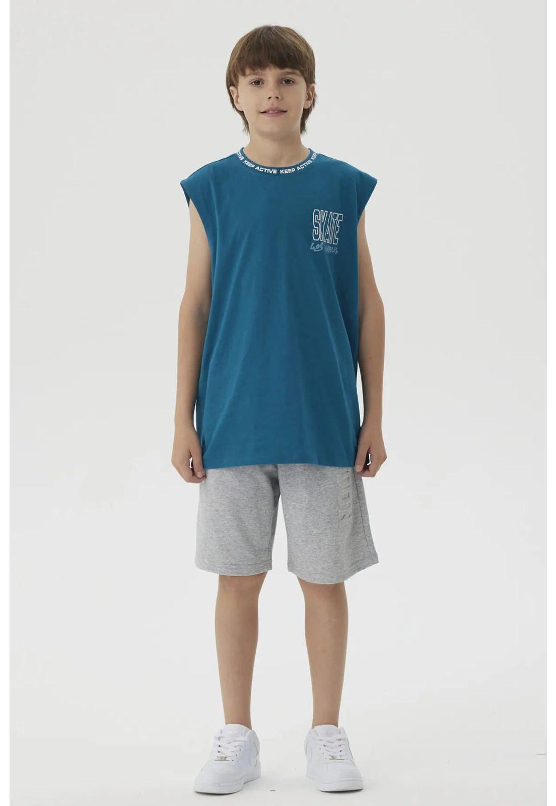 Bermuda Niño Print 3D Gris Melange-3