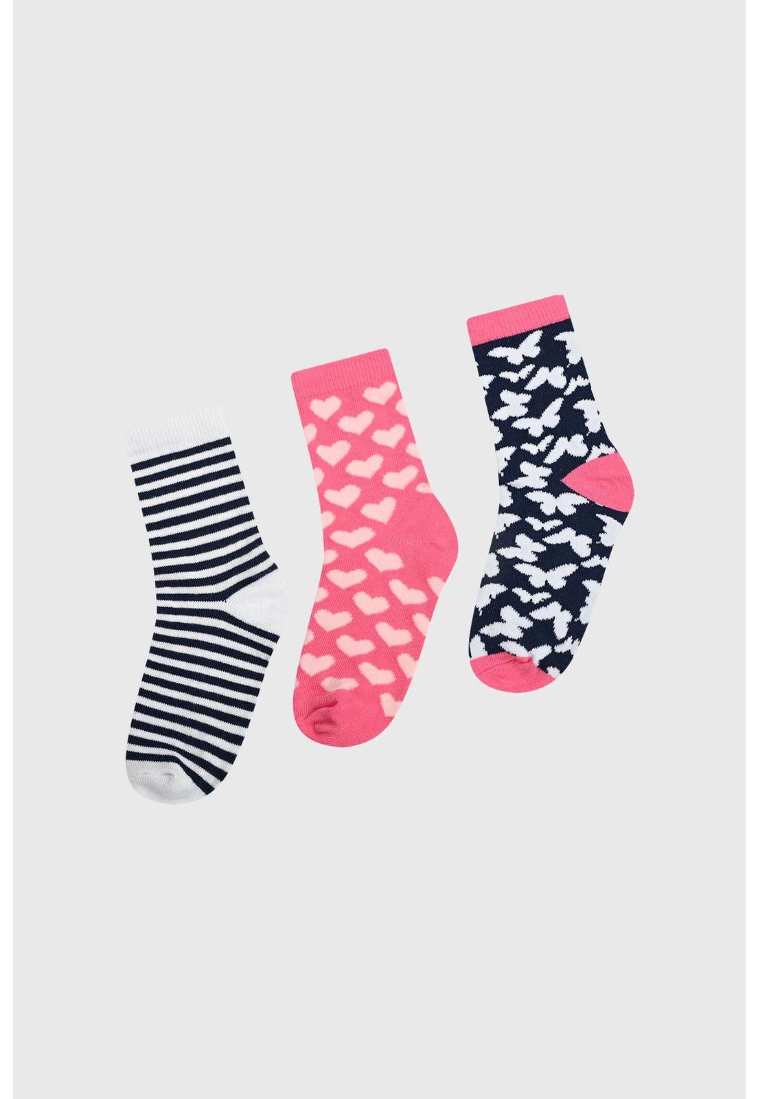 Calcetín Niña Tripack Fucsia-0