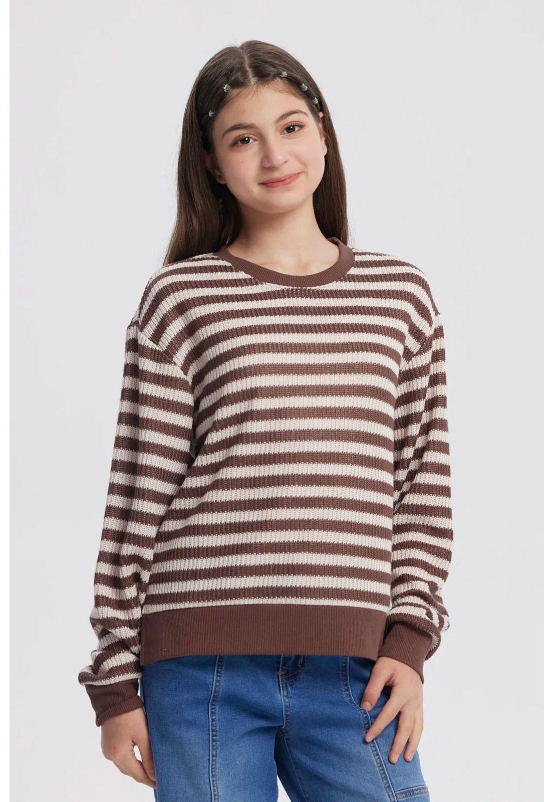 Polerón Niña Cuello Redondo Café-0