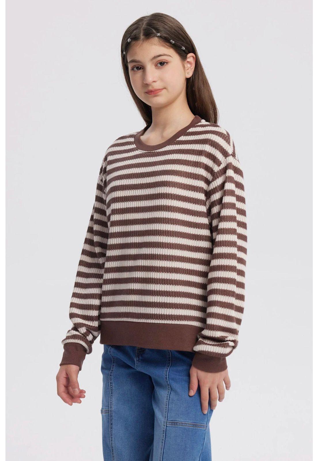 Polerón Niña Cuello Redondo Café-1