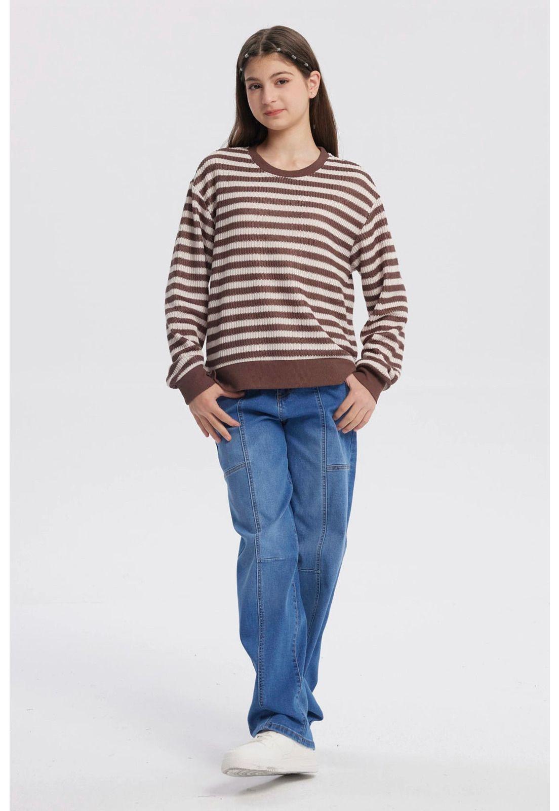 Polerón Niña Cuello Redondo Café-3