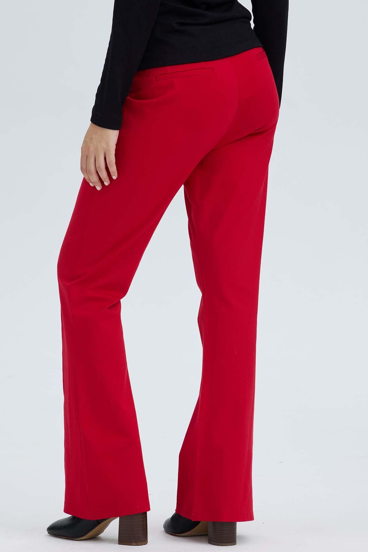 Pantalón Mujer 2 Botones Rojo Oscuro-3