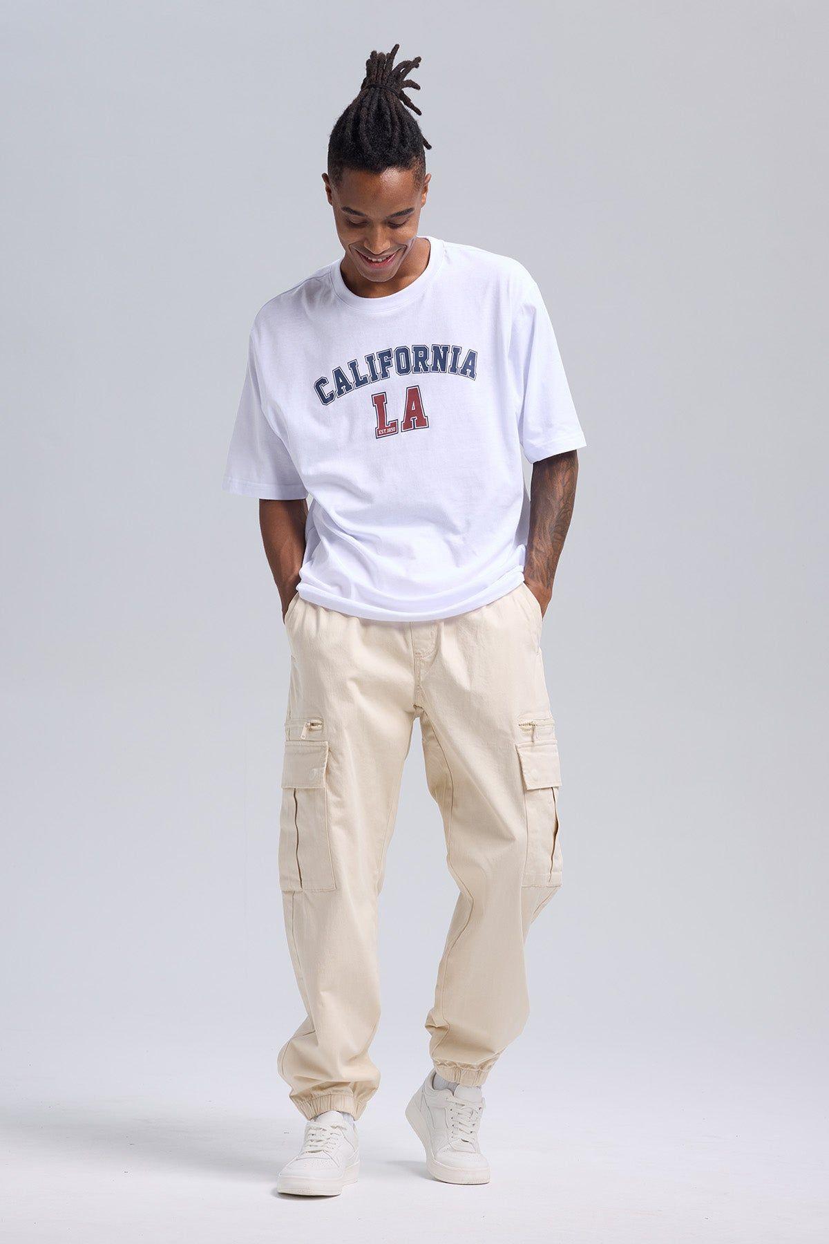Pantalón Hombre Cargo Jogger Beige-3