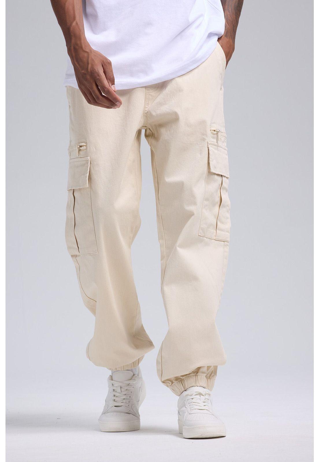 Pantalón Hombre Cargo Jogger Beige-0