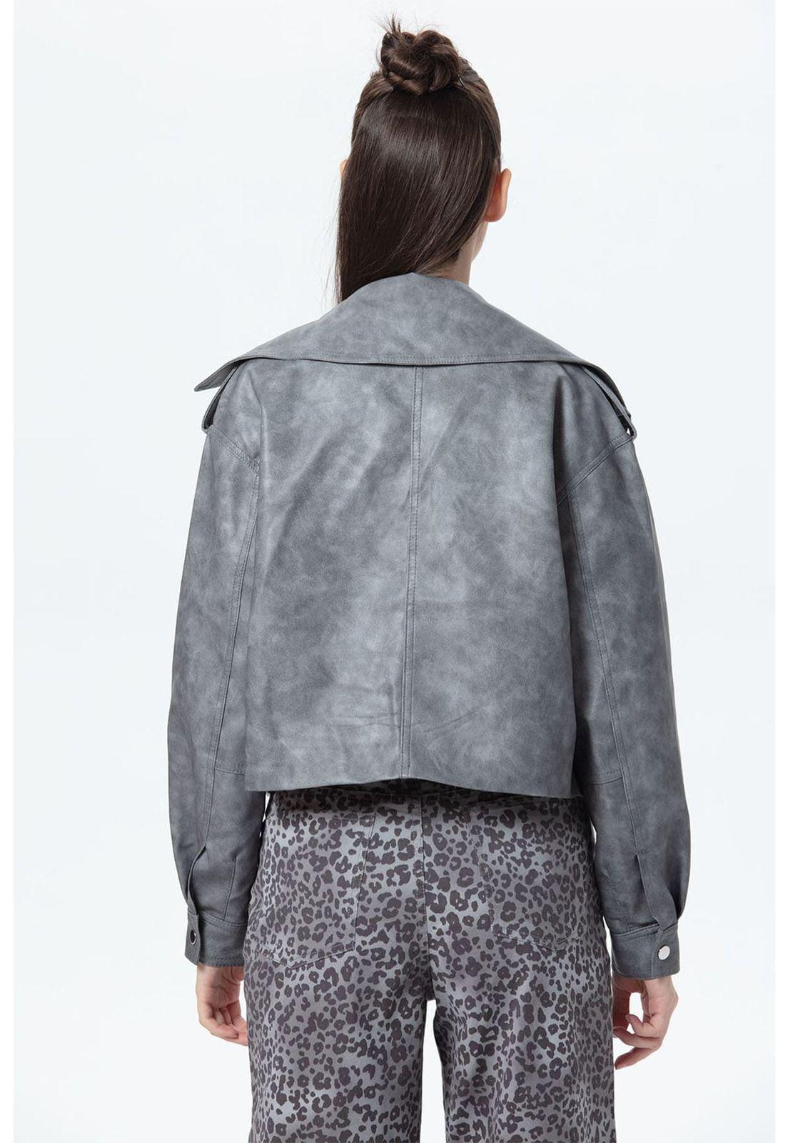 Chaqueta Mujer Biker Gris-2
