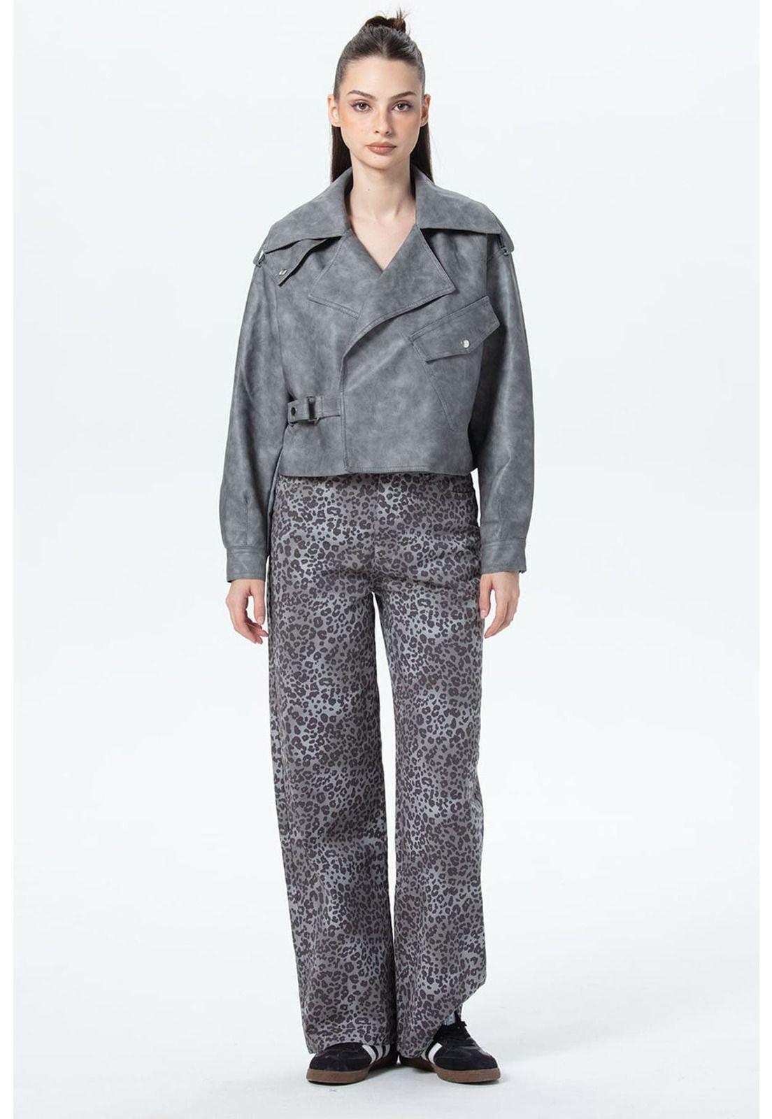 Chaqueta Mujer Biker Gris-3