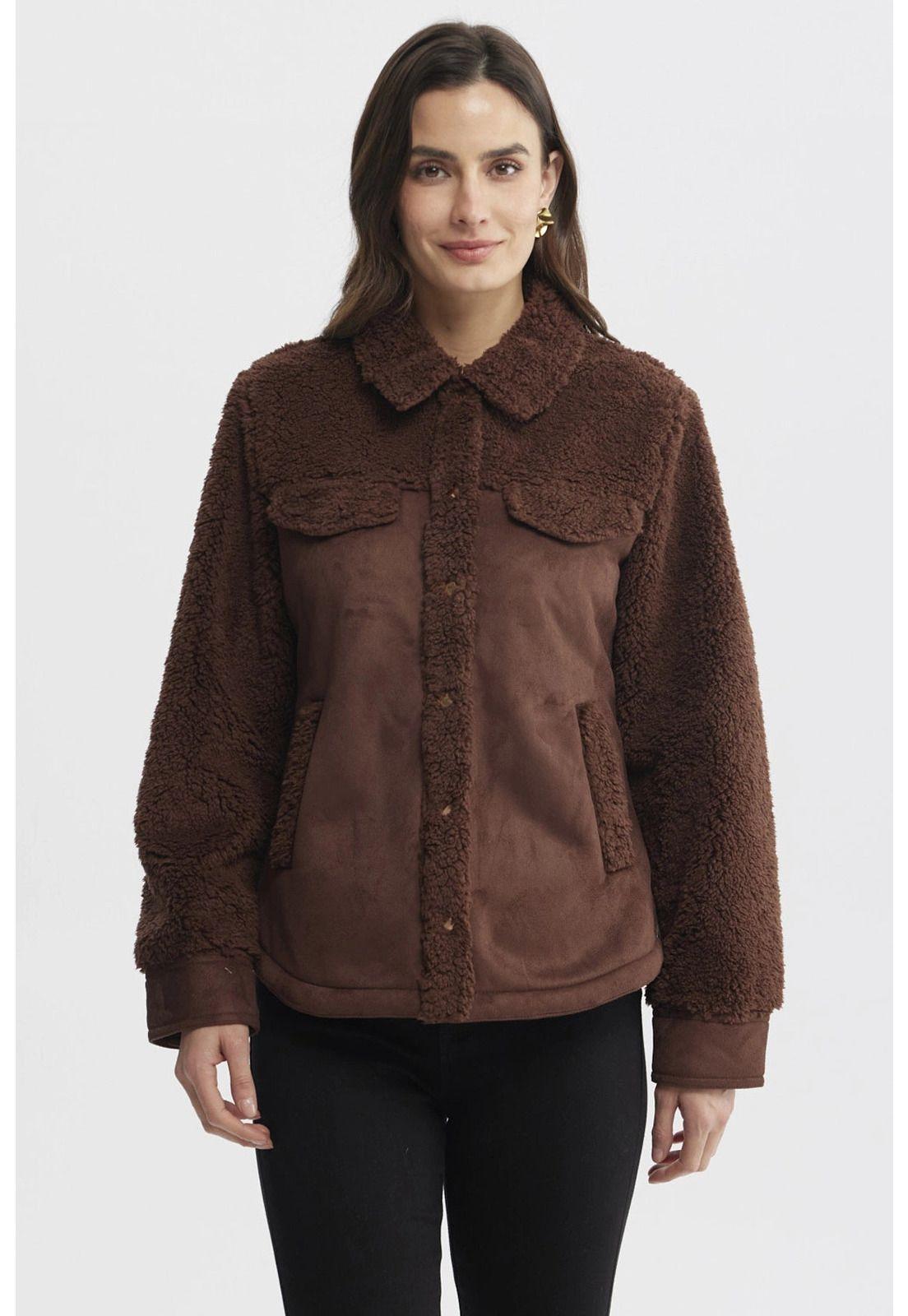 Polar Mujer Cuello Camisero Café Oscuro - lll-0