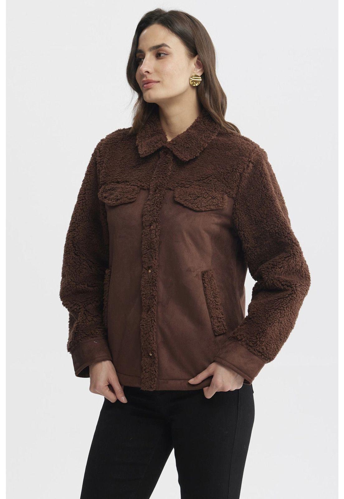 Polar Mujer Cuello Camisero Café Oscuro - lll-1