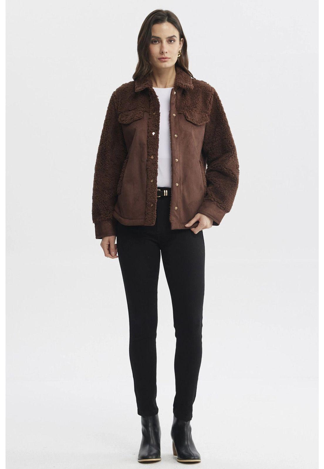 Polar Mujer Cuello Camisero Café Oscuro - lll-3