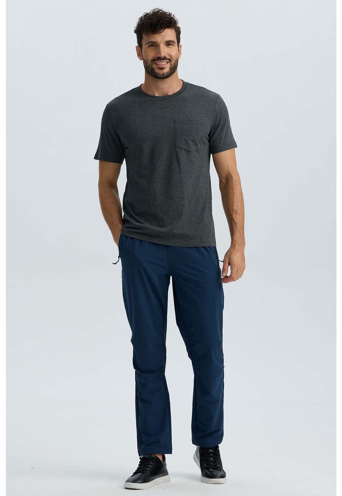 Polera Hombre Básica Con Bolsillo Gris Oscuro-3